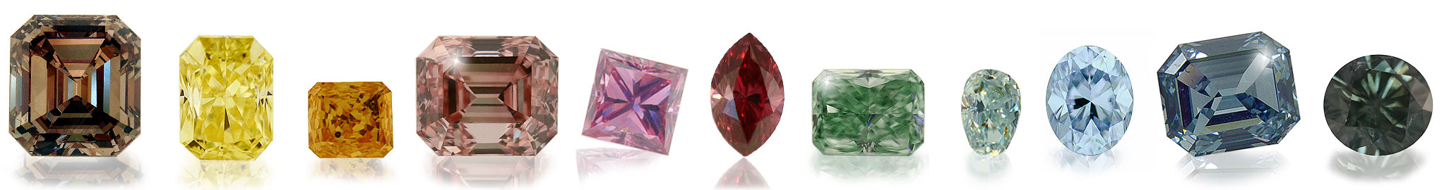 Diamonds displaying a broad range of colors
