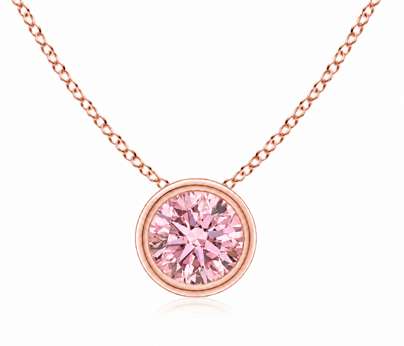 Pink Lab-Grown Diamond Solitaire Pendant — 0.75 ctw in 14K Rose Gold