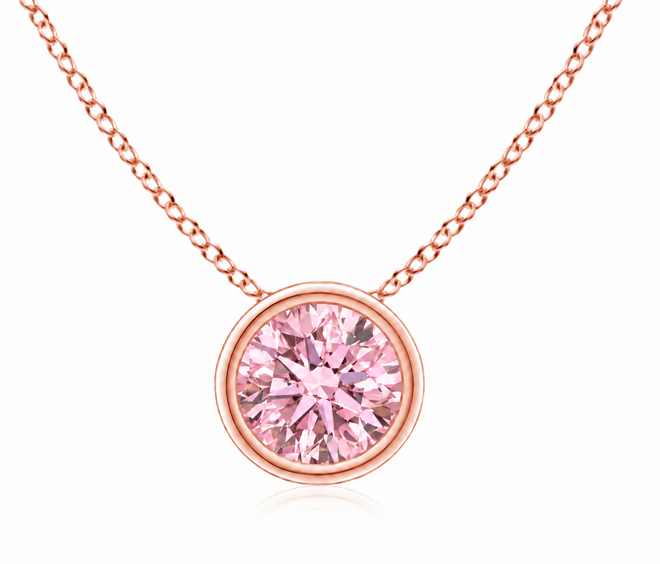 Pink Lab-Grown Diamond Solitaire Pendant — 1.00 ctw in 14K Rose Gold