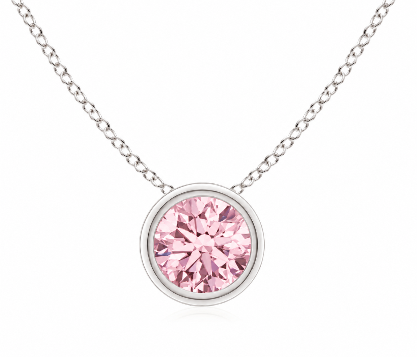 Pink Lab-Grown Diamond Solitaire Pendant — 0.75 ctw in 14K White Gold placement image