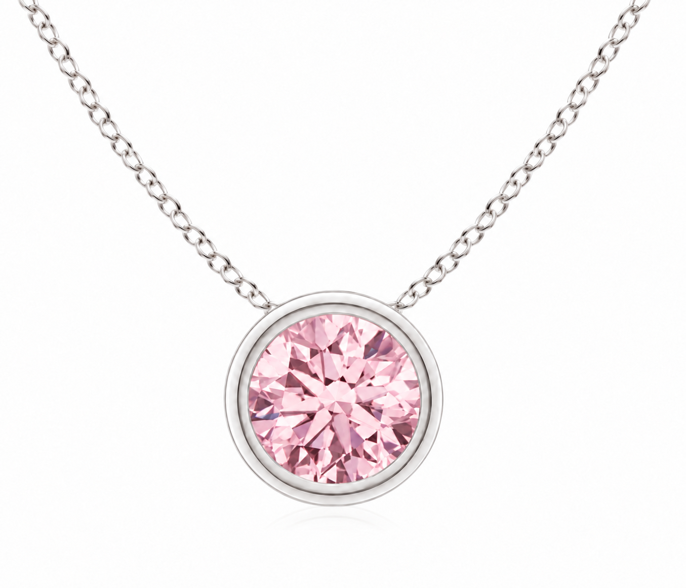 Pink Lab-Grown Diamond Solitaire Pendant — 1.00 ctw in 14K White Gold placement image