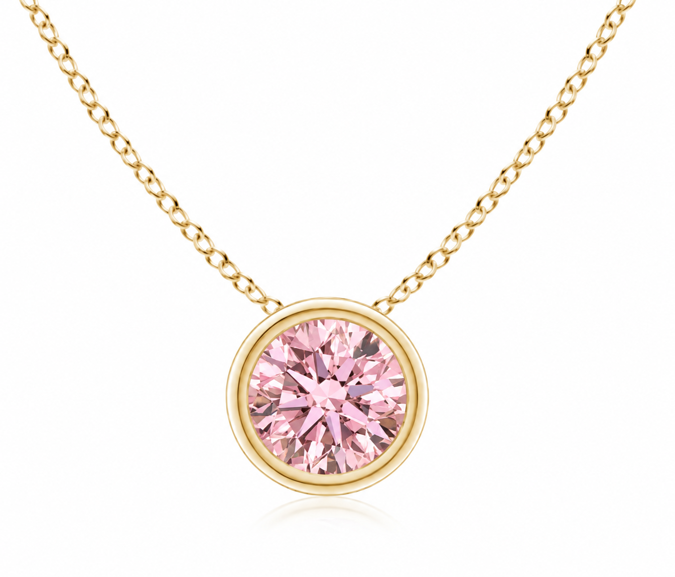 Pink Lab-Grown Diamond Round Solitaire Pendant in 14K Gold placement image