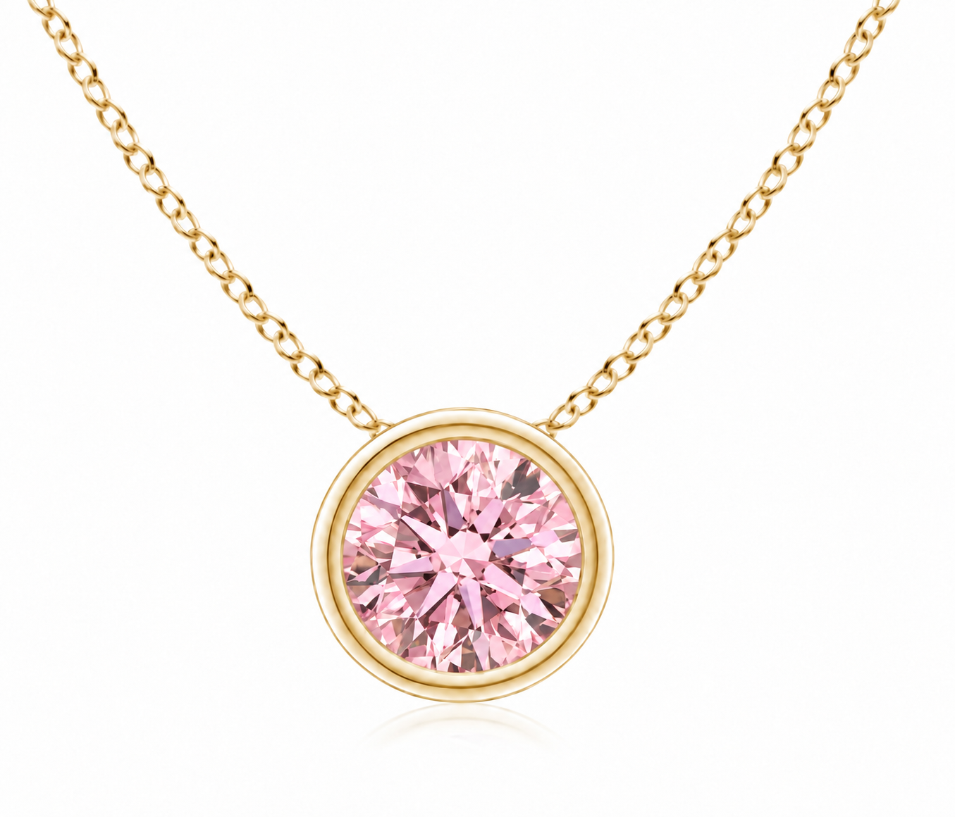 Pink Lab-Grown Diamond Solitaire Pendant — 1.00 ctw in 14K Yellow Gold