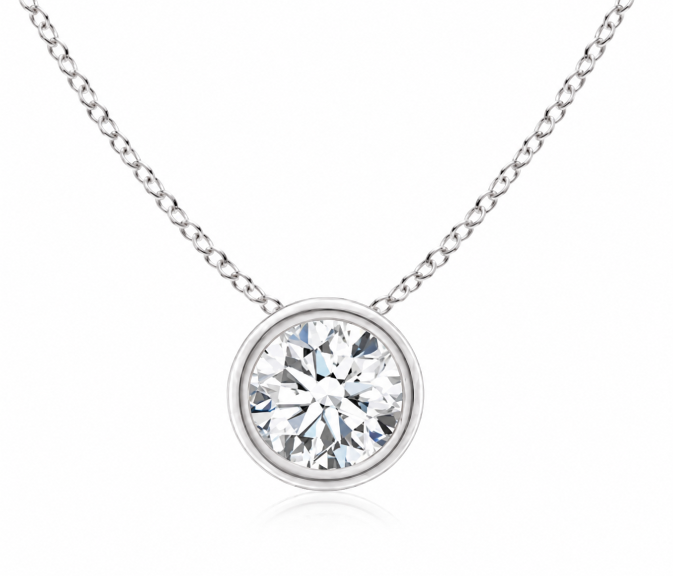 White Lab-Grown Diamond Solitaire Pendant — 0.75 ctw in 14K White Gold placement image