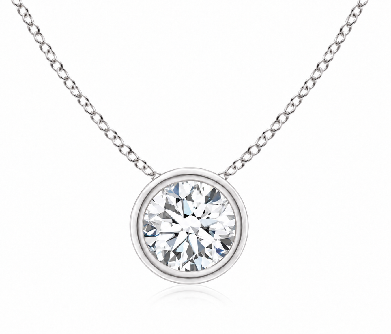 White Lab-Grown Diamond Solitaire Pendant — 1.00 ctw in 14K White Gold placement image