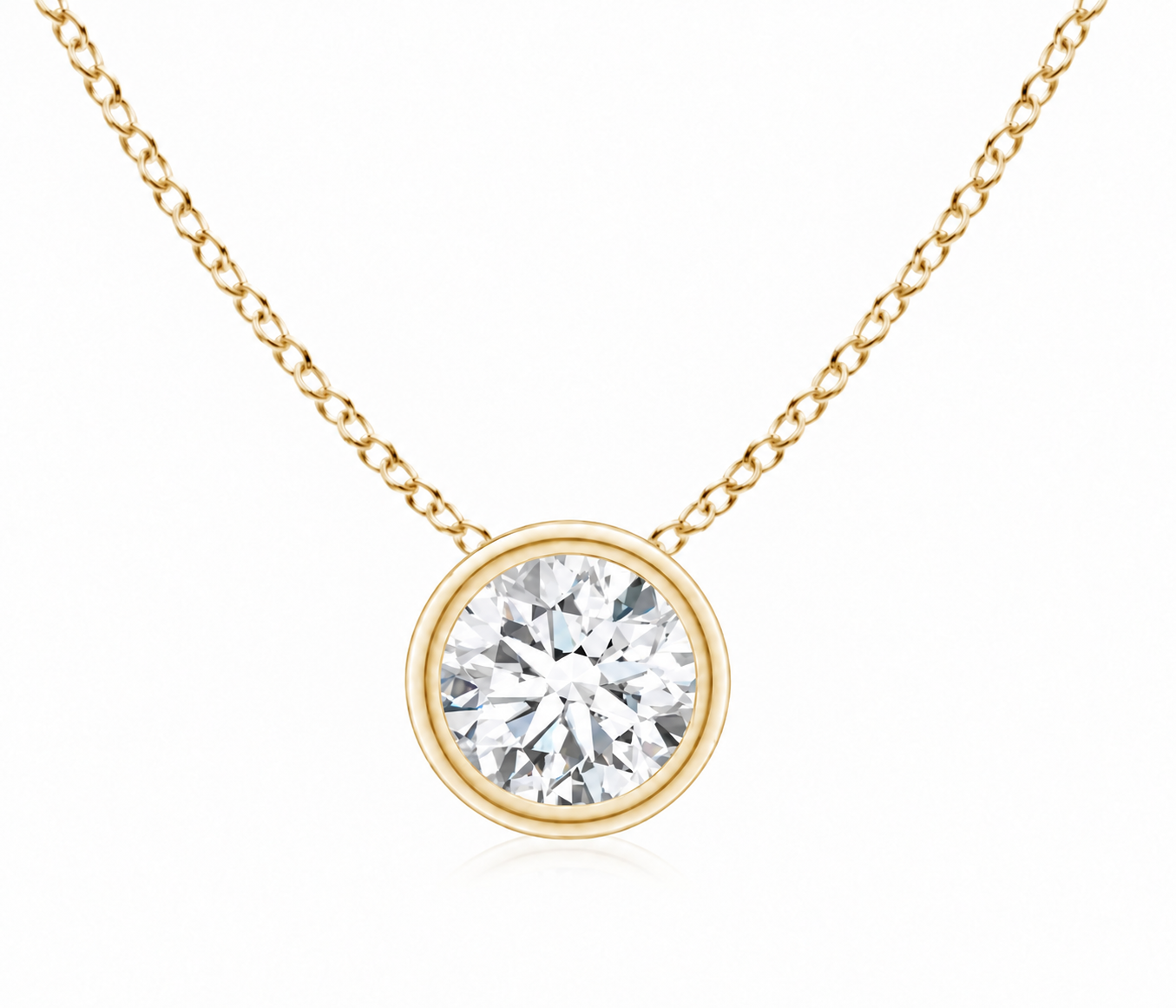 White Lab-Grown Diamond Solitaire Pendant — 1.00 ctw in 14K Yellow Gold