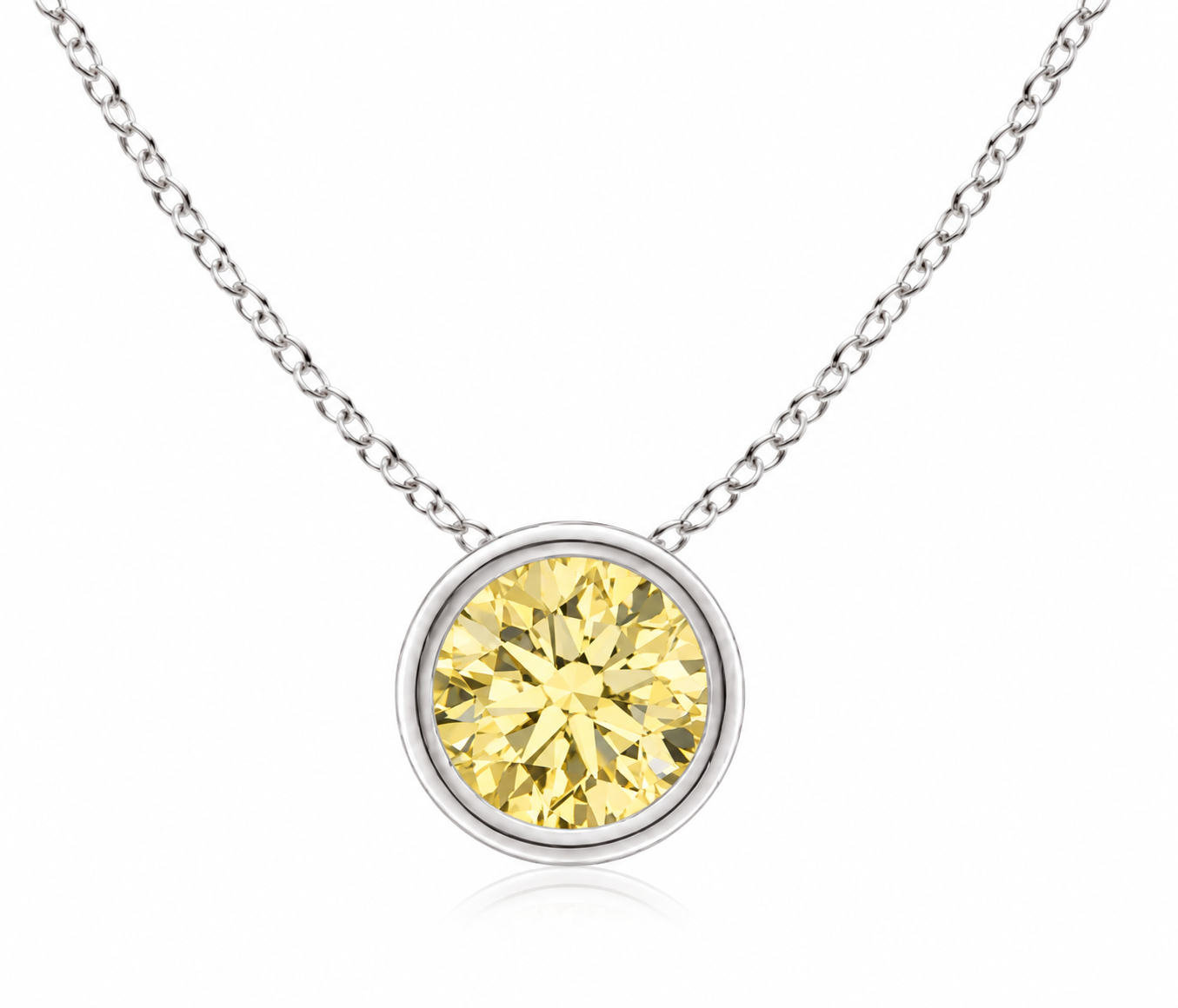 Yellow Lab-Grown Diamond Solitaire Pendant — 0.75 ctw in 14K White Gold placement image