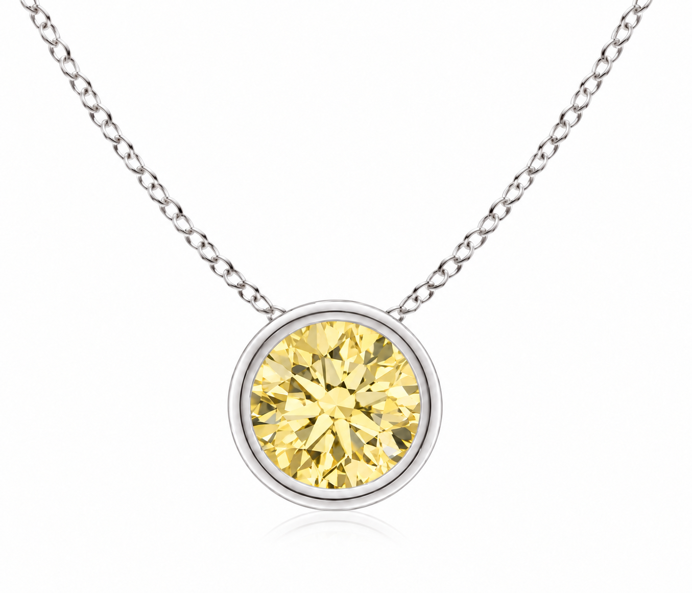 Yellow Lab-Grown Diamond Solitaire Pendant — 1.00 ctw in 14K White Gold placement image