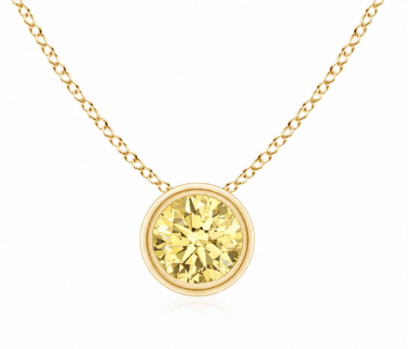 Yellow Lab-Grown Diamond Round Solitaire Pendant in 14K Gold placement image