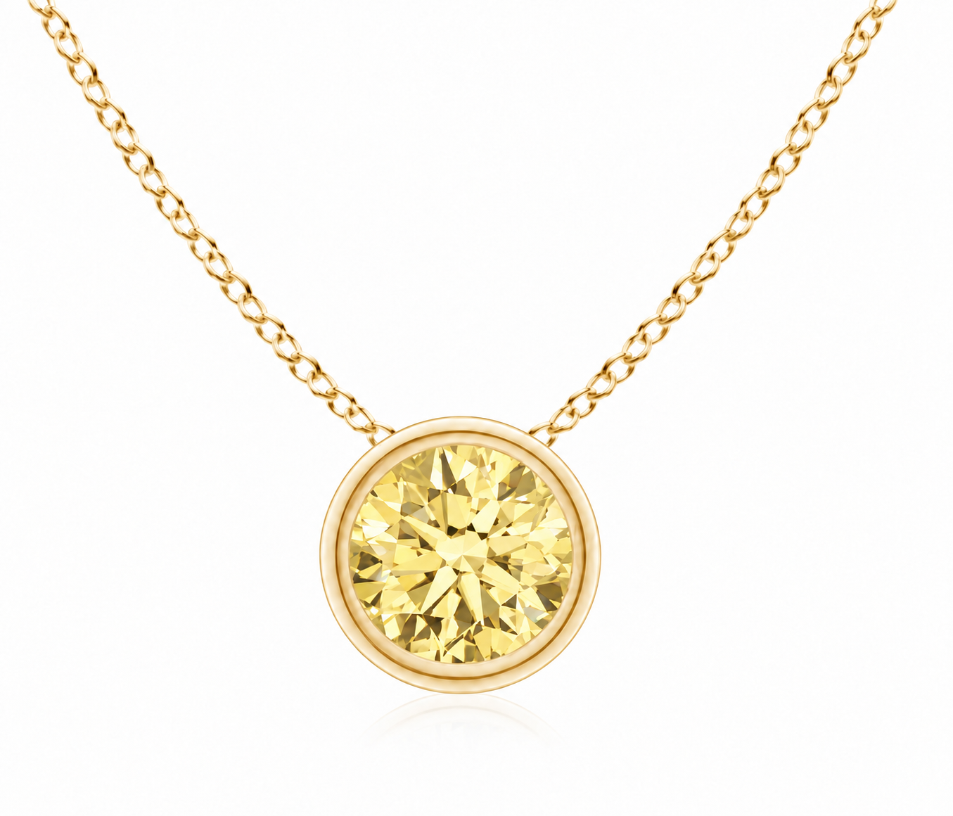 Yellow Lab-Grown Diamond Solitaire Pendant — 1.00 ctw in 14K Yellow Gold