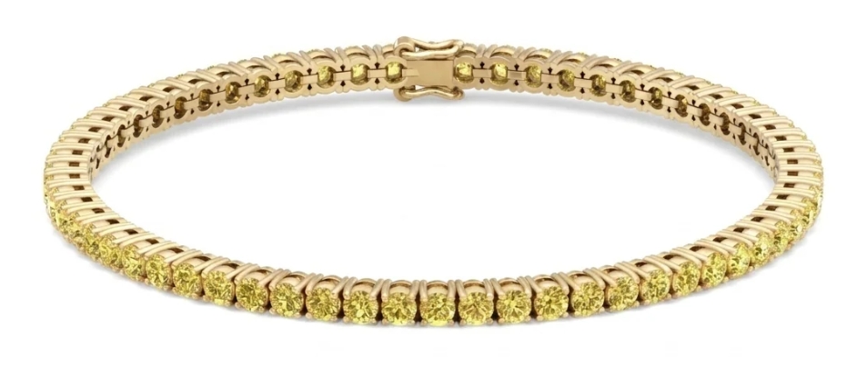 Yellow Lab-Grown Diamond Tennis Bracelet in 14K Gold placement image